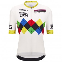 Heren Santini UCI Gravel Wereldkampioenschappen Vlaanderen 2024 Trui - Wit Heren Santini UCI Gravel Wereldkampioenschappen Vlaanderen 2024 Trui - Wit