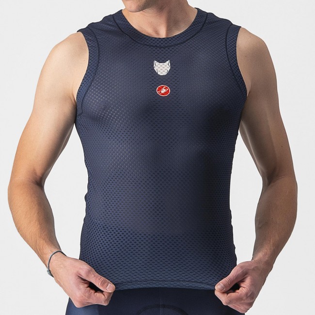 Heren Fietskleding Castelli Soudal Quick-Step 2024 Pro Mesh mouwloos shirt Heren Fietskleding Castelli Soudal Quick-Step 2024 Pro Mesh mouwloos shirt