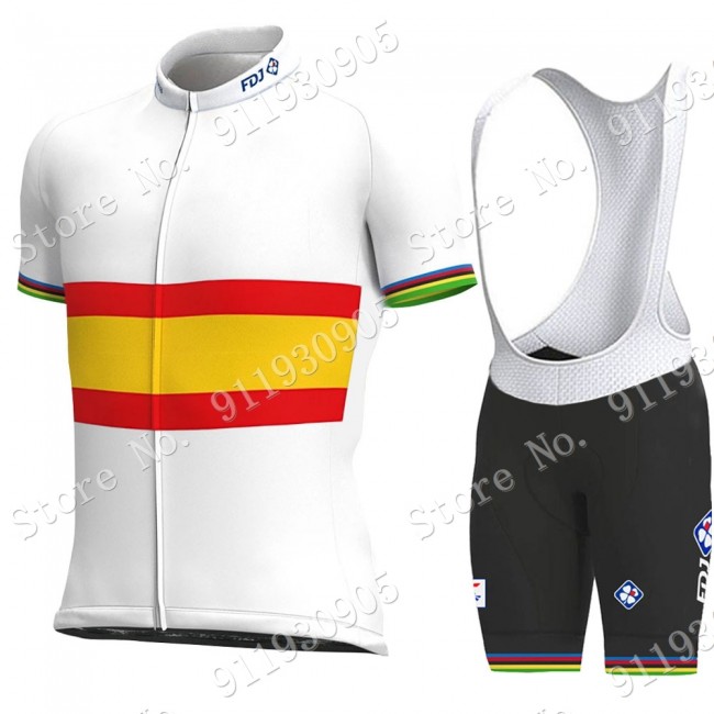 FDJ Pro Team Spanish Champion 2021 Fietskleding Fietsshirt Korte Mouw+Korte Fietsbroeken Bib 2021072860 FDJ Pro Team Spanish Champion 2021 Fietskleding Fietsshirt Korte Mouw+Korte Fietsbroeken Bib 2021072860
