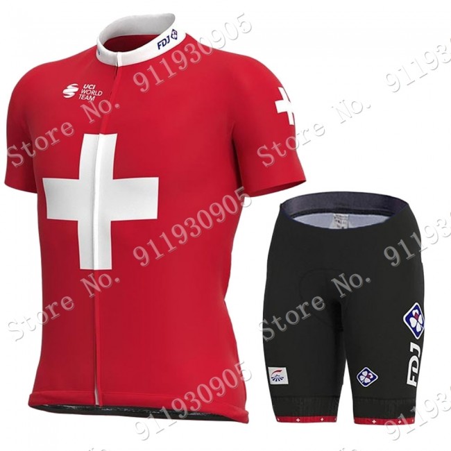FDJ Pro Team Swiss 2021 Fietskleding Fietsshirt Korte Mouw+Korte Fietsbroeken Bib 2021072850 FDJ Pro Team Swiss 2021 Fietskleding Fietsshirt Korte Mouw+Korte Fietsbroeken Bib 2021072850