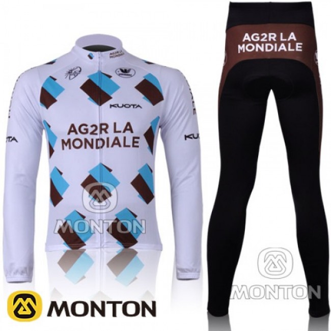 Ag2r La Mondiale Fietsshirt lange mouw lange fietsbroeken met zeem knicker Kits 3 Ag2r La Mondiale Fietsshirt lange mouw lange fietsbroeken met zeem knicker Kits 3