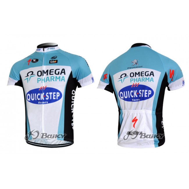 2012 Omega Pharma-Quick Step Fietsshirt Korte mouw wit blauw 3864 2012 Omega Pharma-Quick Step Fietsshirt Korte mouw wit blauw 3864