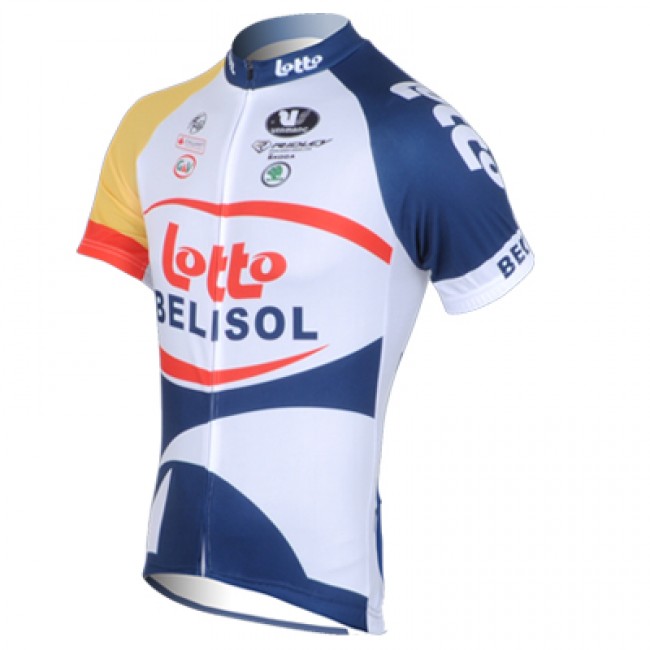 2013 Lotto Belisol Fietsshirt Korte mouw wit blauw 3806 2013 Lotto Belisol Fietsshirt Korte mouw wit blauw 3806