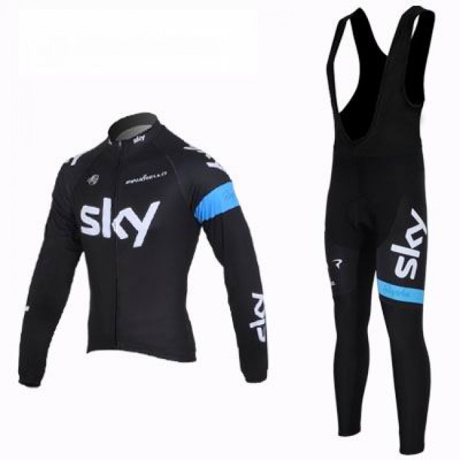 2013 Team Sky Fietskleding Fietsshirt Lange Mouwen+lange fietsbroeken Bib zeem zwart blauw 763 2013 Team Sky Fietskleding Fietsshirt Lange Mouwen+lange fietsbroeken Bib zeem zwart blauw 763
