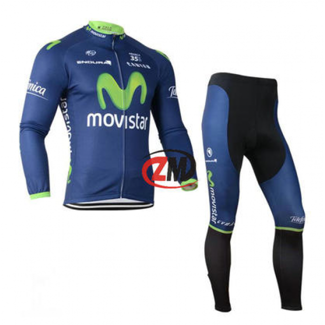 Movistar 2014 Fietskleding Fietsshirt lange mouw+lange fietsbroeken Blauw Zwart 1131 Movistar 2014 Fietskleding Fietsshirt lange mouw+lange fietsbroeken Blauw Zwart 1131