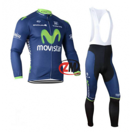 Movistar 2014 Fietskleding Fietsshirt Lange Mouwen+lange fietsbroeken Bib Blauw Zwart 1132 Movistar 2014 Fietskleding Fietsshirt Lange Mouwen+lange fietsbroeken Bib Blauw Zwart 1132
