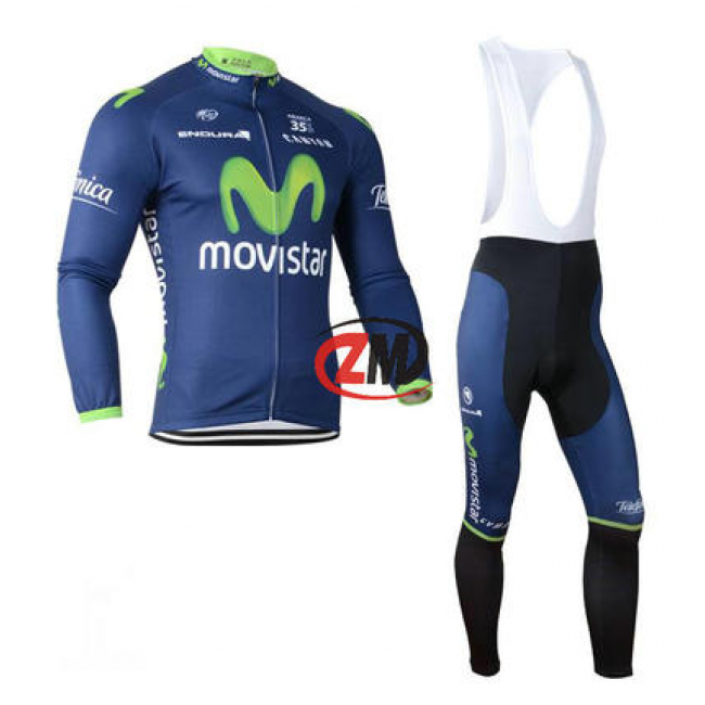 Movistar 2014 Fietskleding Fietsshirt Lange Mouwen+lange fietsbroeken Bib Blauw Zwart 1132 Movistar 2014 Fietskleding Fietsshirt Lange Mouwen+lange fietsbroeken Bib Blauw Zwart 1132