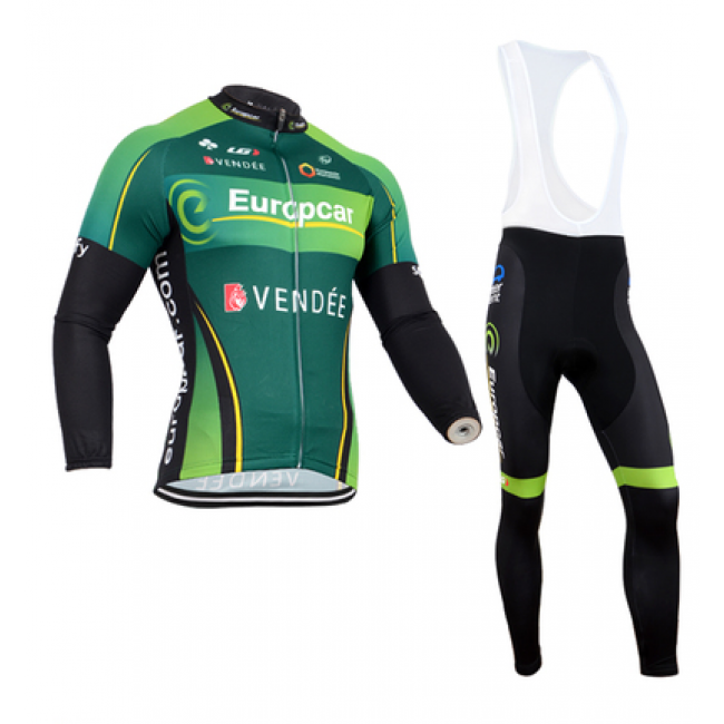2014 Europcar Fietskleding Fietsshirt Lange Mouwen+lange fietsbroeken Bib Groen Zwart 1217 2014 Europcar Fietskleding Fietsshirt Lange Mouwen+lange fietsbroeken Bib Groen Zwart 1217