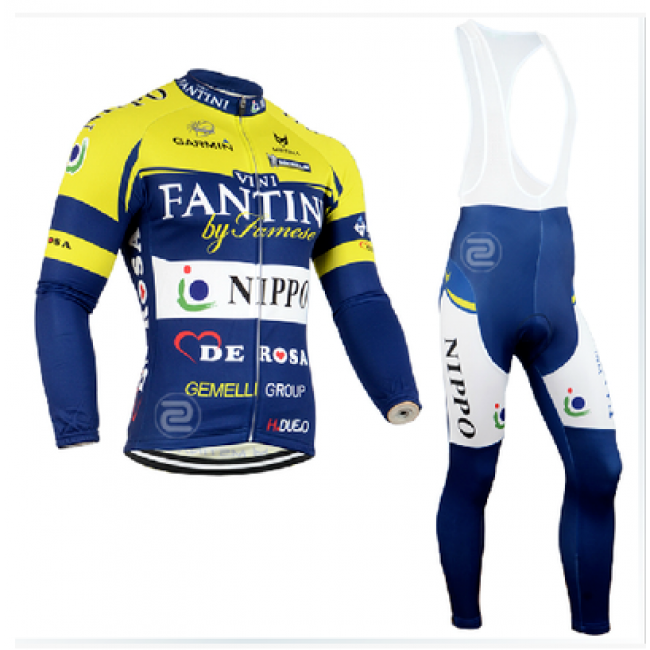 2014 FANTINI Fietskleding Fietsshirt Lange Mouwen+lange fietsbroeken Bib Blauw geel Wit 1416 2014 FANTINI Fietskleding Fietsshirt Lange Mouwen+lange fietsbroeken Bib Blauw geel Wit 1416