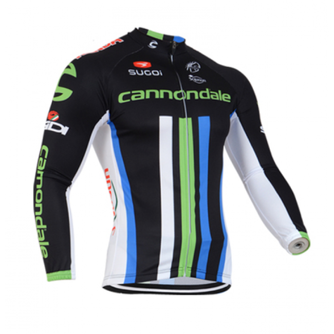 2014 Cannondale Fietsshirt lange mouw Wit Groen Blauw 1440 2014 Cannondale Fietsshirt lange mouw Wit Groen Blauw 1440