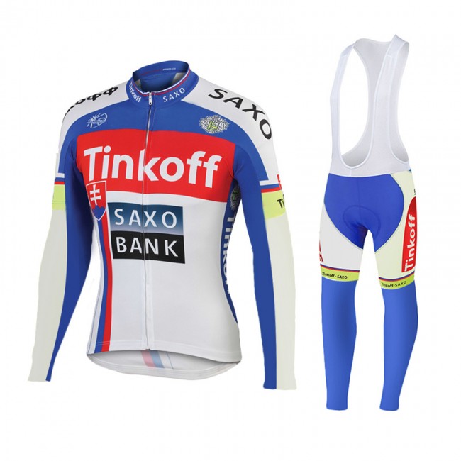 2015 Tinkoff Saxo Bank bleu Fietskleding Fietsshirt lange mouw+Lange fietsbroeken Bib 1986 2015 Tinkoff Saxo Bank bleu Fietskleding Fietsshirt lange mouw+Lange fietsbroeken Bib 1986