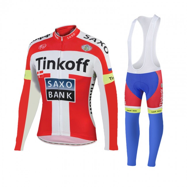 2015 Tinkoff Saxo Bank Rouge Fietskleding Fietsshirt lange mouw+Lange fietsbroeken Bib 1984 2015 Tinkoff Saxo Bank Rouge Fietskleding Fietsshirt lange mouw+Lange fietsbroeken Bib 1984
