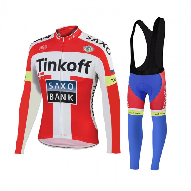 2015 Tinkoff Saxo Bank Rouge Fietskleding Fietsshirt lange mouw+Lange fietsbroeken Bib 1983 2015 Tinkoff Saxo Bank Rouge Fietskleding Fietsshirt lange mouw+Lange fietsbroeken Bib 1983