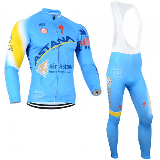 2014 Astana Fietskleding Fietsshirt lange mouw+Lange fietsbroeken Bib 821 2014 Astana Fietskleding Fietsshirt lange mouw+Lange fietsbroeken Bib 821