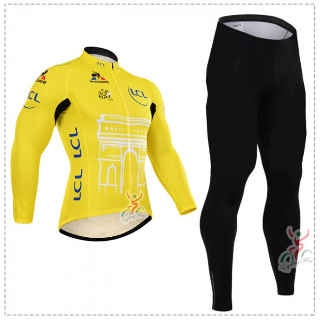 2015 Tour de France jaune Fietskleding Fietsshirt lange mouw+Lange fietsbroeken 2093 2015 Tour de France jaune Fietskleding Fietsshirt lange mouw+Lange fietsbroeken 2093