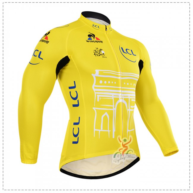 2015 Tour de France Fietsshirt lange mouw jaune 2098 2015 Tour de France Fietsshirt lange mouw jaune 2098