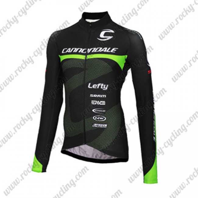 2016 Team Cannondale Winter Fietsshirt lange mouw Zwart Groen 2016001 2016 Team Cannondale Winter Fietsshirt lange mouw Zwart Groen 2016001