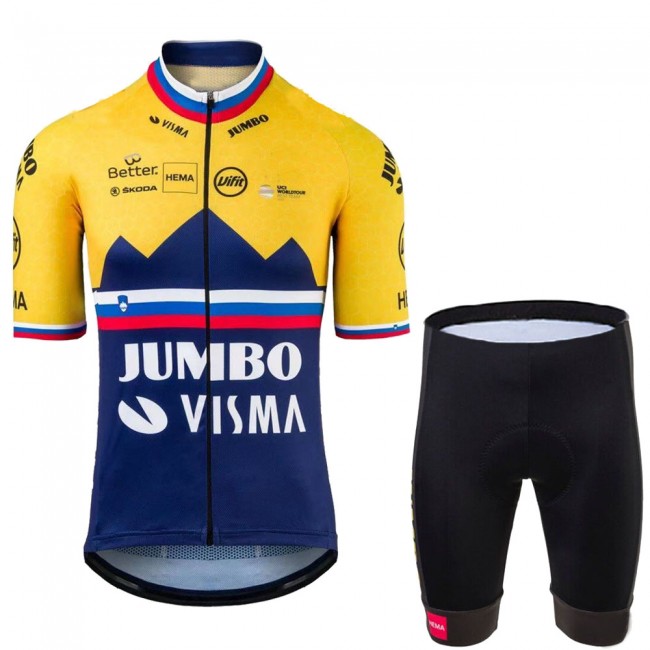 Jumbo Visma SLovenia Pro 2021 Team Fietskleding Fietsshirt Korte Mouw+Korte Fietsbroeken Bib 20210371 Jumbo Visma SLovenia Pro 2021 Team Fietskleding Fietsshirt Korte Mouw+Korte Fietsbroeken Bib 20210371