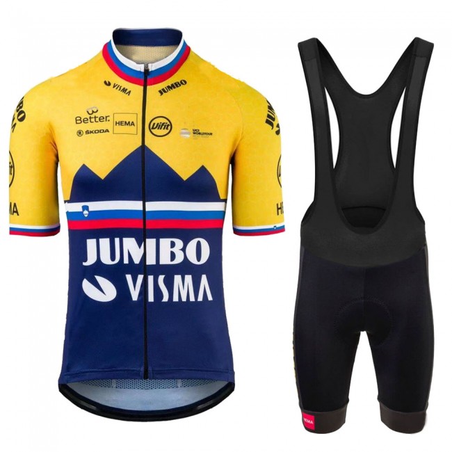 Jumbo Visma SLovenia Pro 2021 Team Fietskleding Fietsshirt Korte Mouw+Korte Fietsbroeken Bib 20210372 Jumbo Visma SLovenia Pro 2021 Team Fietskleding Fietsshirt Korte Mouw+Korte Fietsbroeken Bib 20210372