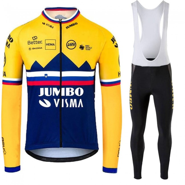 Jumbo Visma SLovenia Pro Team 2021 Fietskleding Fietsshirt Lange Mouw+Lange Fietsbroek Bib 20210378 Jumbo Visma SLovenia Pro Team 2021 Fietskleding Fietsshirt Lange Mouw+Lange Fietsbroek Bib 20210378