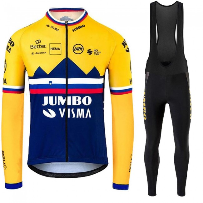 Jumbo Visma SLovenia Pro Team 2021 Fietskleding Fietsshirt Lange Mouw+Lange Fietsbroek Bib 20210379 Jumbo Visma SLovenia Pro Team 2021 Fietskleding Fietsshirt Lange Mouw+Lange Fietsbroek Bib 20210379