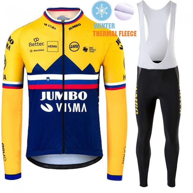 Winter Fleece Jumbo Visma SLovenia Pro Team 2021 Fietskleding Fietsshirt Lange Mouw+Lange Fietsbroek Bib 20210385 Winter Fleece Jumbo Visma SLovenia Pro Team 2021 Fietskleding Fietsshirt Lange Mouw+Lange Fietsbroek Bib 20210385
