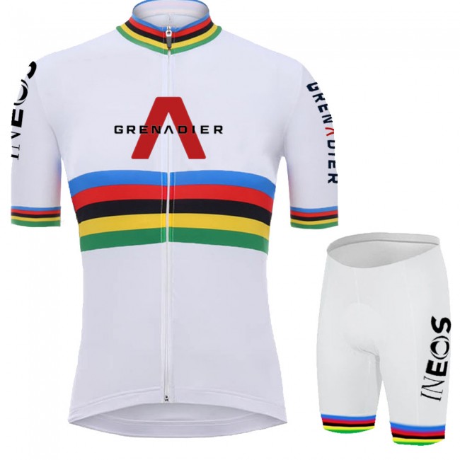 White Ineos Champion Pro Team 2021 Fietskleding Fietsshirt Korte Mouw+Korte Fietsbroeken Bib 20210617 White Ineos Champion Pro Team 2021 Fietskleding Fietsshirt Korte Mouw+Korte Fietsbroeken Bib 20210617