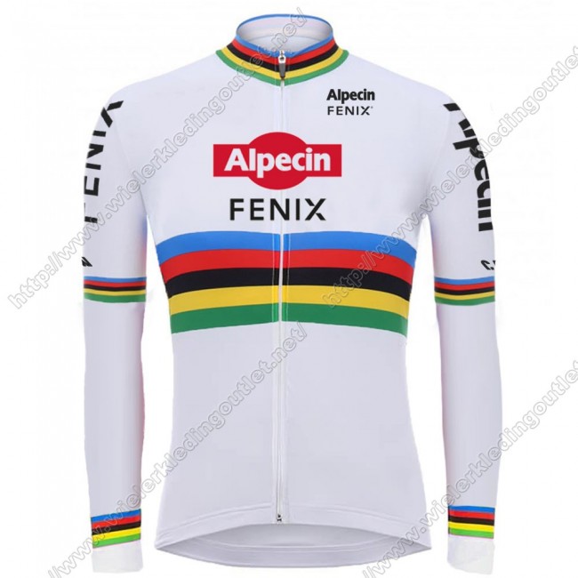 2021 Alpecin Fenix World Champion wit Fietsshirt Lange Mouw 82 2021 Alpecin Fenix World Champion wit Fietsshirt Lange Mouw 82