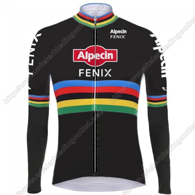 2021 Alpecin Fenix World Champion zwart Fietsshirt Lange Mouw 86 2021 Alpecin Fenix World Champion zwart Fietsshirt Lange Mouw 86