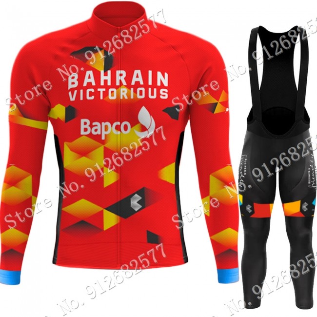 Bahrain Victorious 2022 Pro Team Fietskleding Fietsshirt Lange Mouw+Lange Fietsbroek Bib 202201096 Bahrain Victorious 2022 Pro Team Fietskleding Fietsshirt Lange Mouw+Lange Fietsbroek Bib 202201096