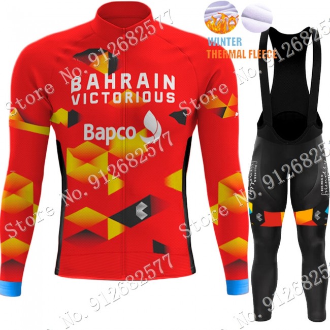 Winter Bahrain Victorious 2022 Pro Team Fietskleding Fietsshirt Lange Mouw+Lange Fietsbroek Bib 202201103 Winter Bahrain Victorious 2022 Pro Team Fietskleding Fietsshirt Lange Mouw+Lange Fietsbroek Bib 202201103