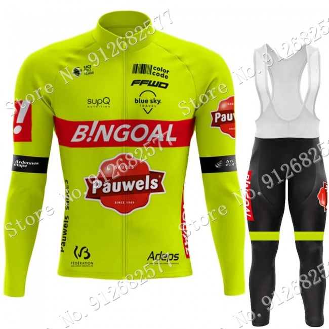 bingoal WALLONIE BRUXELLES 2022 Pro Team Fietskleding Fietsshirt Lange Mouw+Lange Fietsbroek Bib 202202194 bingoal WALLONIE BRUXELLES 2022 Pro Team Fietskleding Fietsshirt Lange Mouw+Lange Fietsbroek Bib 202202194