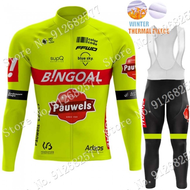 Winter bingoal WALLONIE BRUXELLES 2022 Pro Team Fietskleding Fietsshirt Lange Mouw+Lange Fietsbroek Bib 202202201 Winter bingoal WALLONIE BRUXELLES 2022 Pro Team Fietskleding Fietsshirt Lange Mouw+Lange Fietsbroek Bib 202202201