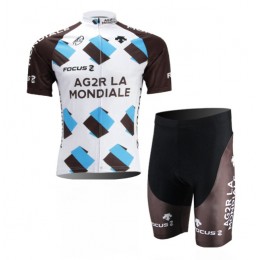 Ag2r La Mondiale 2014 Fietskleding Fietsshirt Korte Mouwen+Fietsbroek Korte zeem 1189