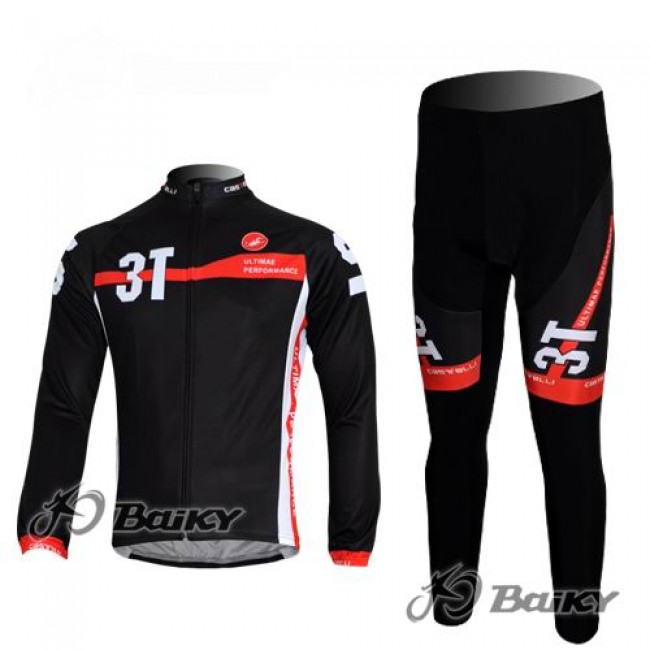 Castelli 3T Fietspakken Fietsshirt lange mouw+lange fietsbroeken zwart 4352 Castelli 3T Fietspakken Fietsshirt lange mouw+lange fietsbroeken zwart 4352