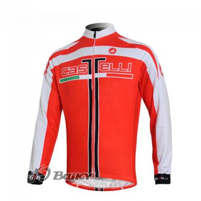 Castelli Fietsshirt lange mouw rood wit 4446 Castelli Fietsshirt lange mouw rood wit 4446