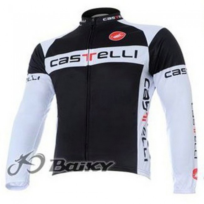 Castelli Pro Team Fietsshirt lange mouw wit zwart 4448 Castelli Pro Team Fietsshirt lange mouw wit zwart 4448