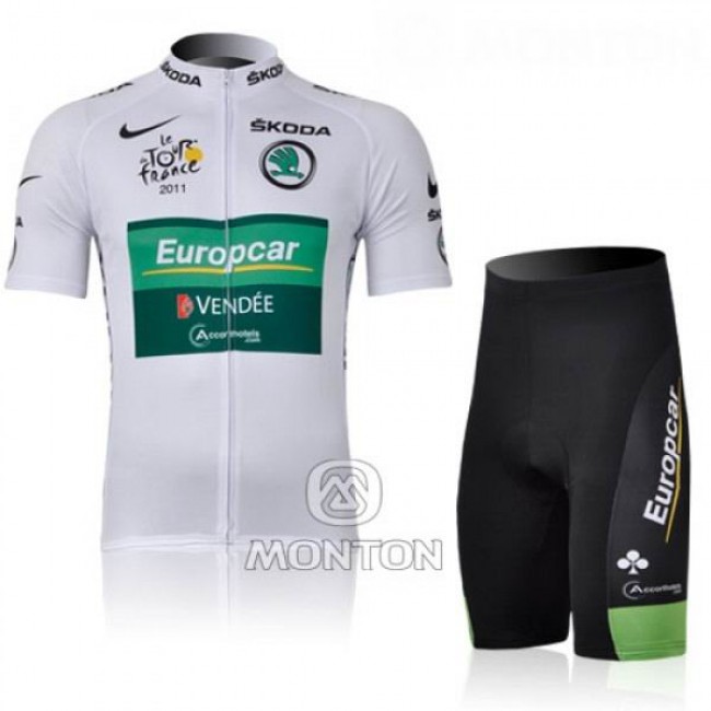 Europcar Pro Team Vendee Fietsshirt Korte mouw+Korte fietsbroeken met zeem Kits wit 140 Europcar Pro Team Vendee Fietsshirt Korte mouw+Korte fietsbroeken met zeem Kits wit 140