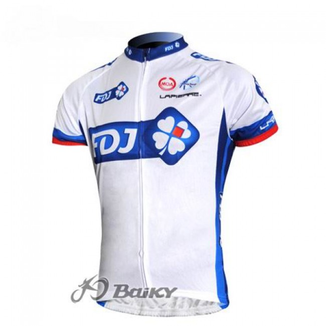 FDJ-BigMat Pro Team Fietsshirt Korte mouw wit blauw 3899 FDJ-BigMat Pro Team Fietsshirt Korte mouw wit blauw 3899