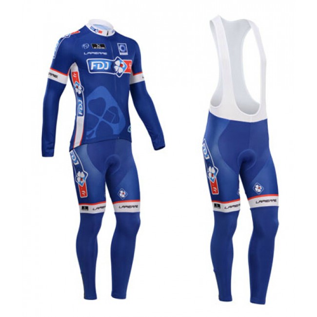 FDJ.fr 2014 Fietskleding Fietsshirt Lange Mouwen+lange fietsbroeken Bib Blauw 959 FDJ.fr 2014 Fietskleding Fietsshirt Lange Mouwen+lange fietsbroeken Bib Blauw 959