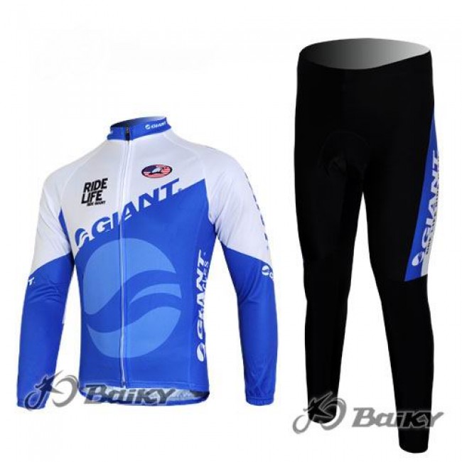 Giant Ride Life Fietspakken Fietsshirt lange mouw+lange fietsbroeken blauw wit 190 Giant Ride Life Fietspakken Fietsshirt lange mouw+lange fietsbroeken blauw wit 190