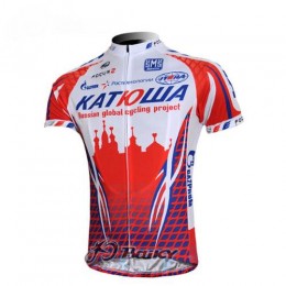 Katusha Rusland Fietsshirt Korte mouw wit rood 3902