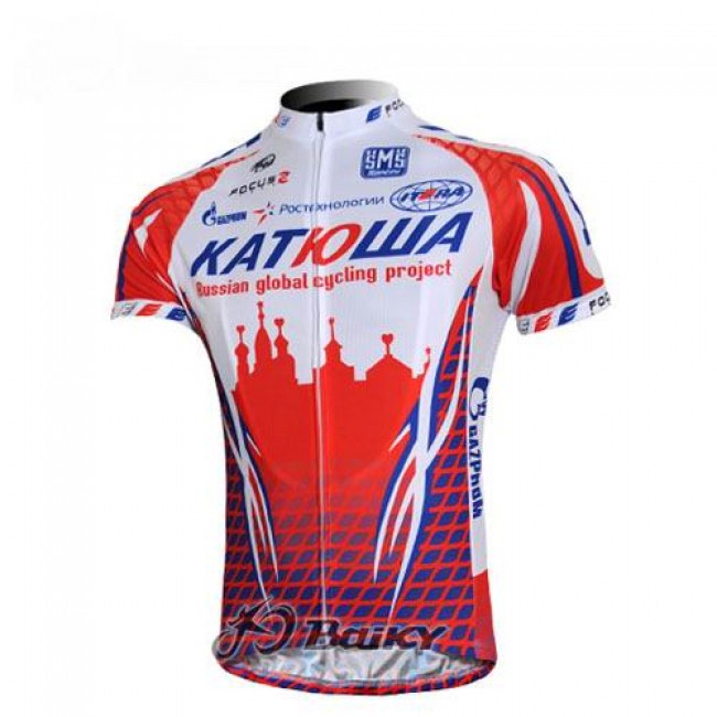 Katusha Rusland Fietsshirt Korte mouw wit rood 3902 Katusha Rusland Fietsshirt Korte mouw wit rood 3902