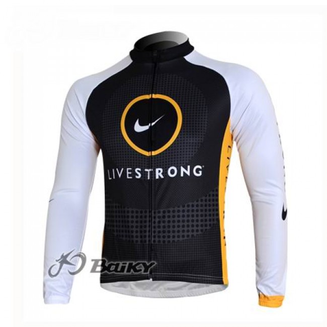 Livestrong Fietsshirt lange mouw zwart wit 323 Livestrong Fietsshirt lange mouw zwart wit 323