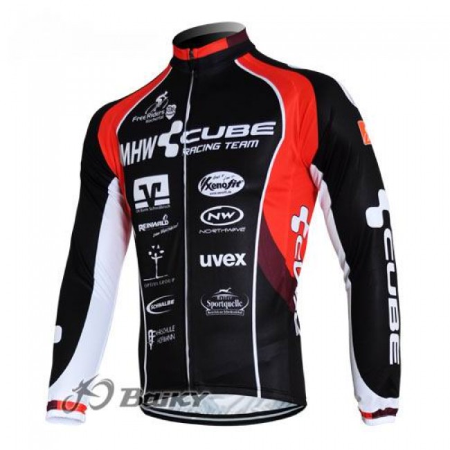 MHW Cube Racing Team Fietsshirt lange mouw rood zwart 4491 MHW Cube Racing Team Fietsshirt lange mouw rood zwart 4491