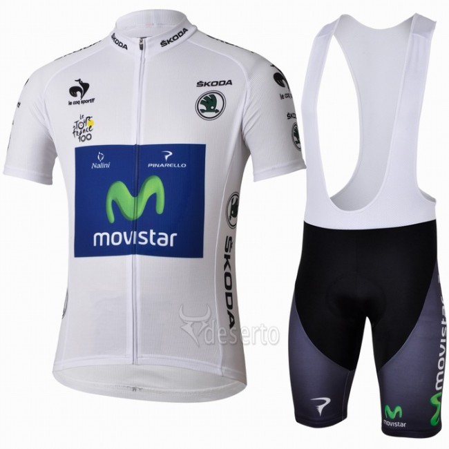 Movistar Tour de France Witte trui Fietspakken Fietsshirt Korte+Korte koersbroeken Bib 1358 Movistar Tour de France Witte trui Fietspakken Fietsshirt Korte+Korte koersbroeken Bib 1358