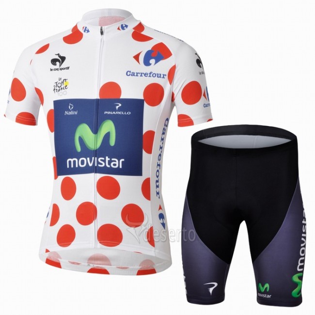 Movistar Bolletjestrui Fietskleding Fietsshirt Korte Mouwen+Fietsbroek Korte zeem 1130 Movistar Bolletjestrui Fietskleding Fietsshirt Korte Mouwen+Fietsbroek Korte zeem 1130