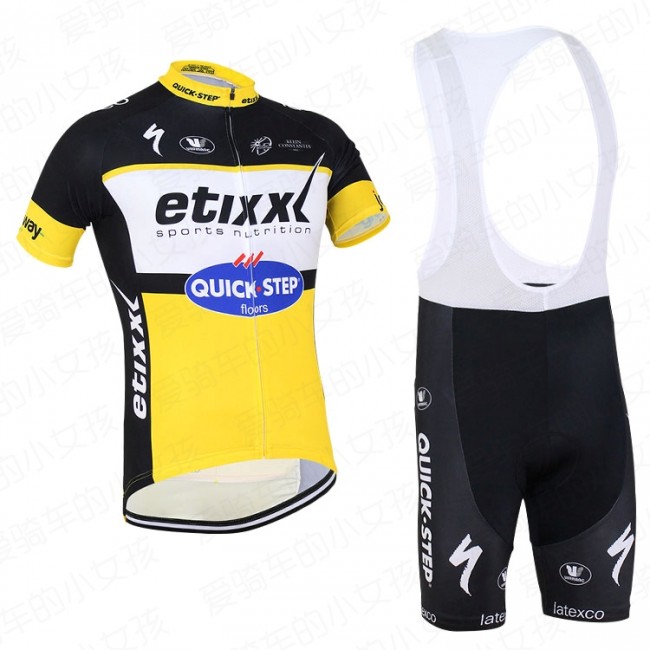 2016 Quick Step Fietskleding Fietsshirt Korte+Korte fietsbroeken Bib Geel 20160060 2016 Quick Step Fietskleding Fietsshirt Korte+Korte fietsbroeken Bib Geel 20160060