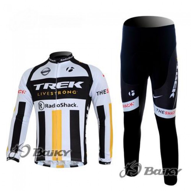 RadioShack Trek Nissan Livestrong Fietspakken Fietsshirt lange mouw+lange fietsbroeken wit zwart geel 4397 RadioShack Trek Nissan Livestrong Fietspakken Fietsshirt lange mouw+lange fietsbroeken wit zwart geel 4397