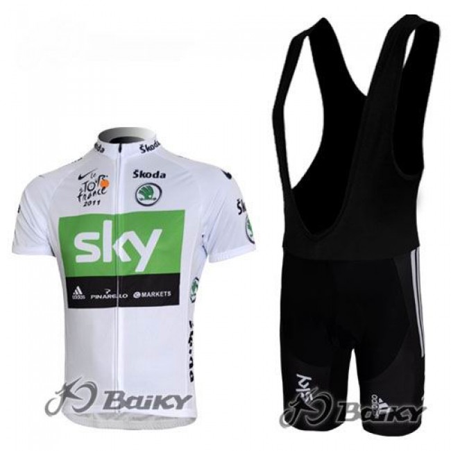 SKY Pro Team Fietspakken Fietsshirt Korte+Korte koersbroeken Bib wit groen 548 SKY Pro Team Fietspakken Fietsshirt Korte+Korte koersbroeken Bib wit groen 548